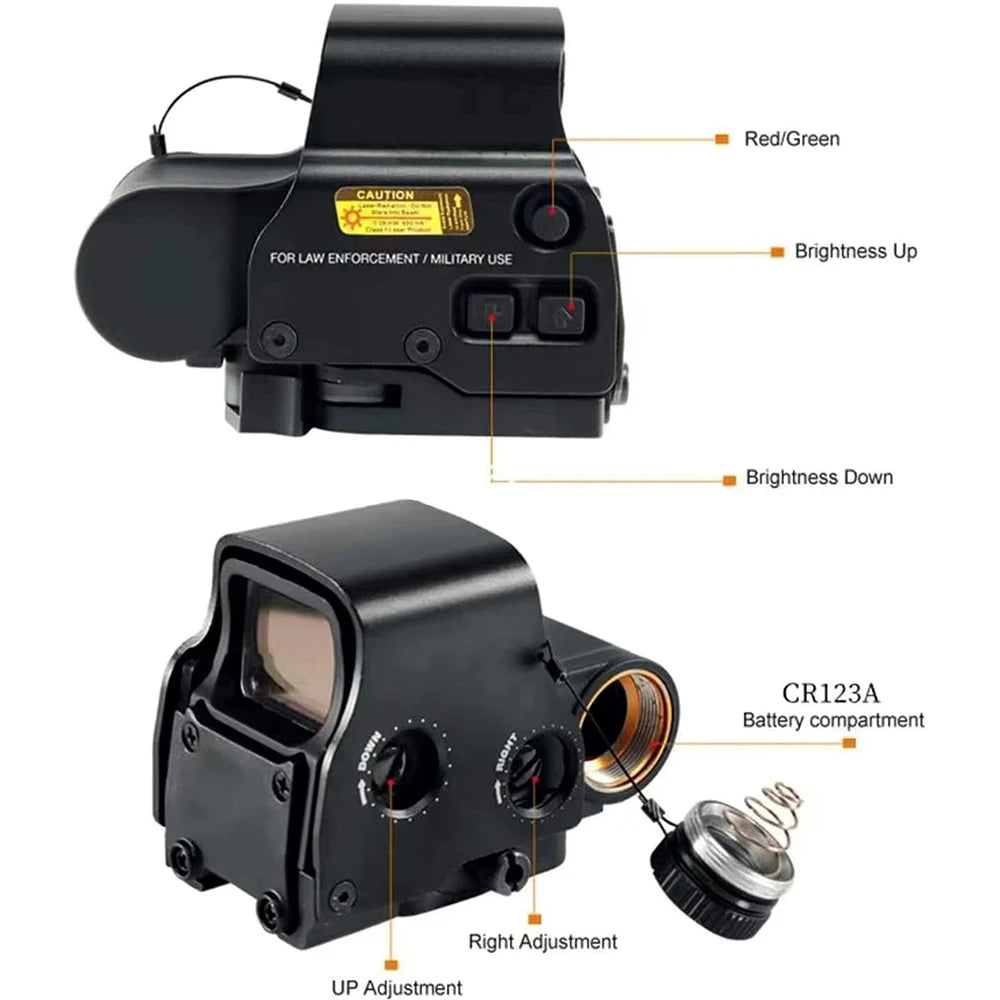 Holographic Red Green Dot Reflex Sight, Picatinny Weaver 20mm Quick Release Mount
