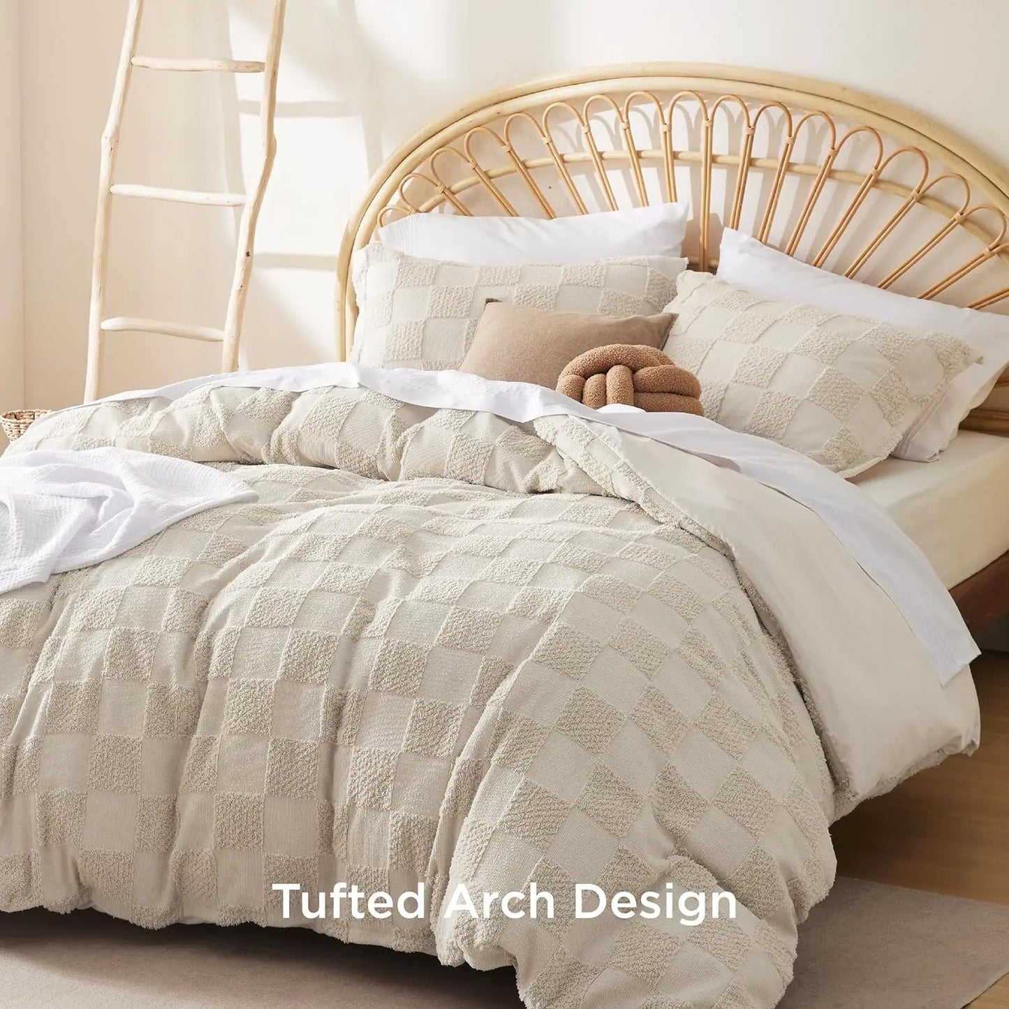 Duvet Cover, Tufted/ Checkerboard/ Arch Design Bedding