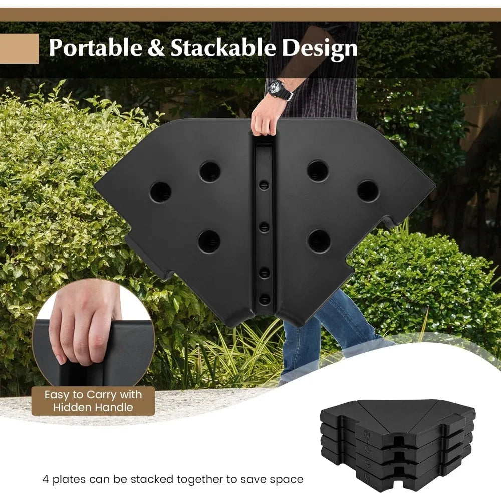 4-Piece, 208 lbs Heavy Duty Offset Cantilever Patoio Umbrella Base