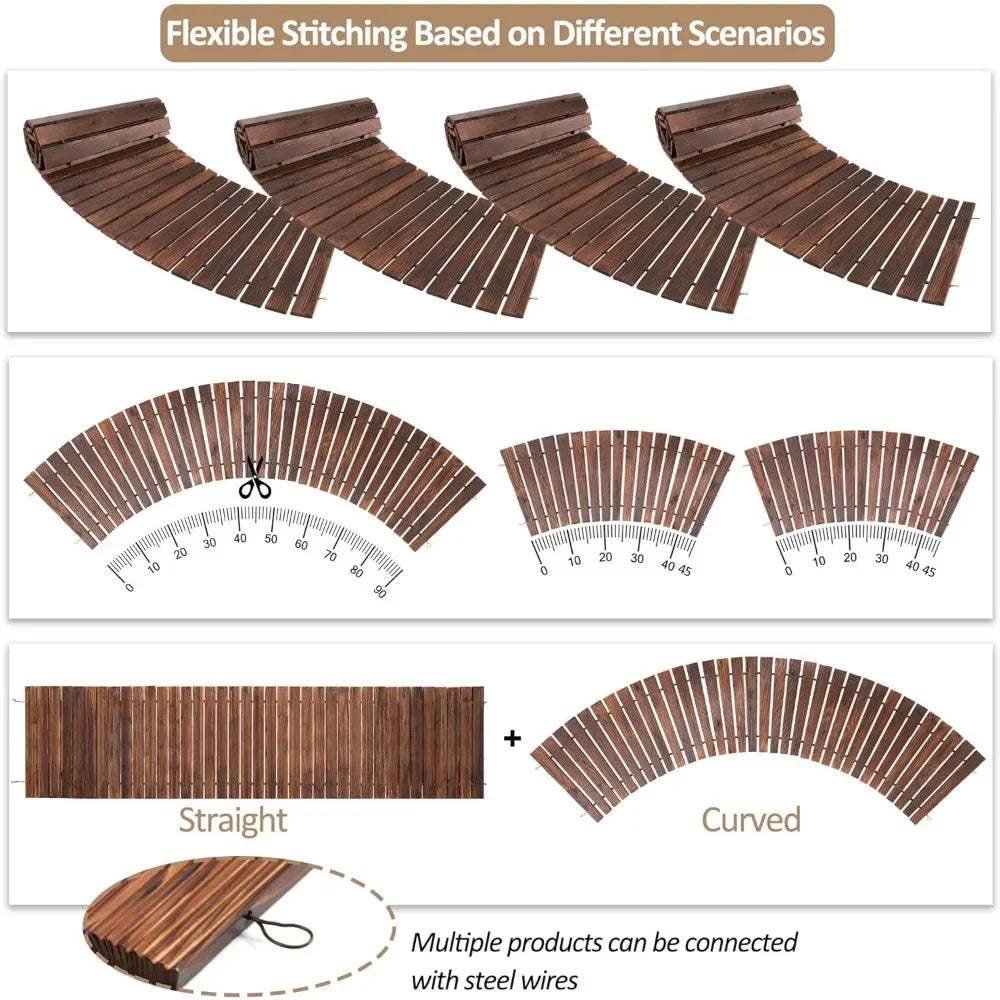8FT Wooden Roll Out Curved Outdoor Walkway