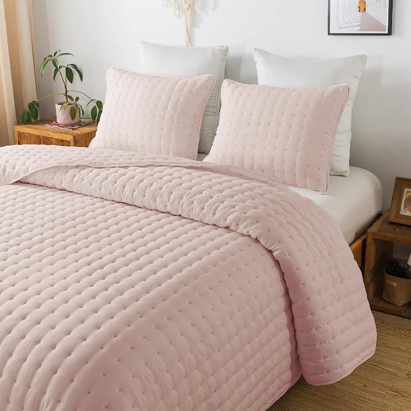 Quilt Bedding Sets with Pillow Shams, Deep Lightweight Bedspread Coverlet, Quilted Blanket Thin Comforter Bed Cover, 3 Pieces,
