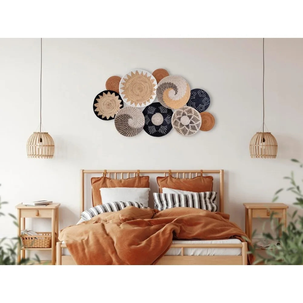 Basket Wall Decor Set of 10, Wall Baskets For Boho Wall Decor