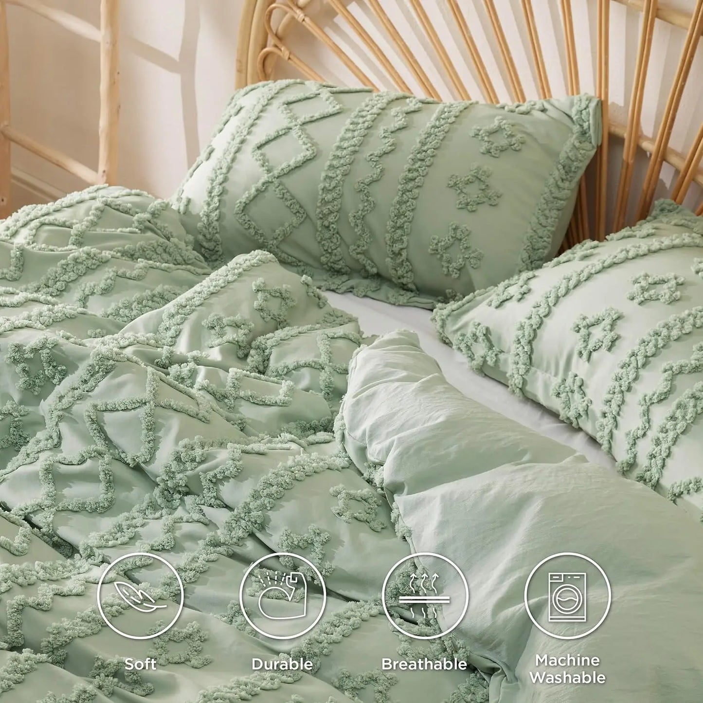 Duvet Cover, Tufted/ Checkerboard/ Arch Design Bedding