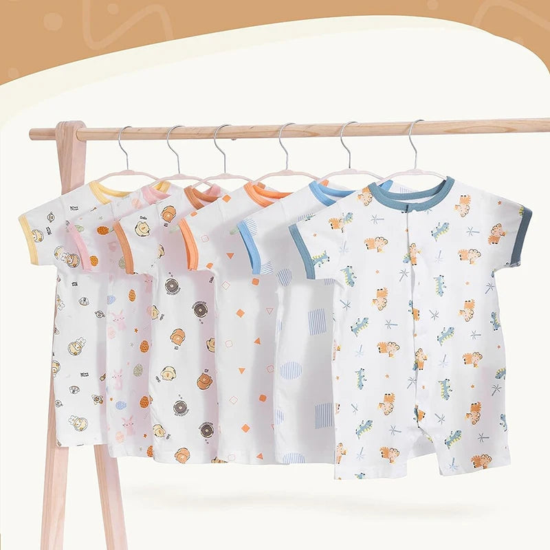 3pcs Soft Baby Short-Sleeve Rompers Long-Sleeve Jumpsuit Bodysuit White Cartoon Infant Clothes Overalls For Boys Girls