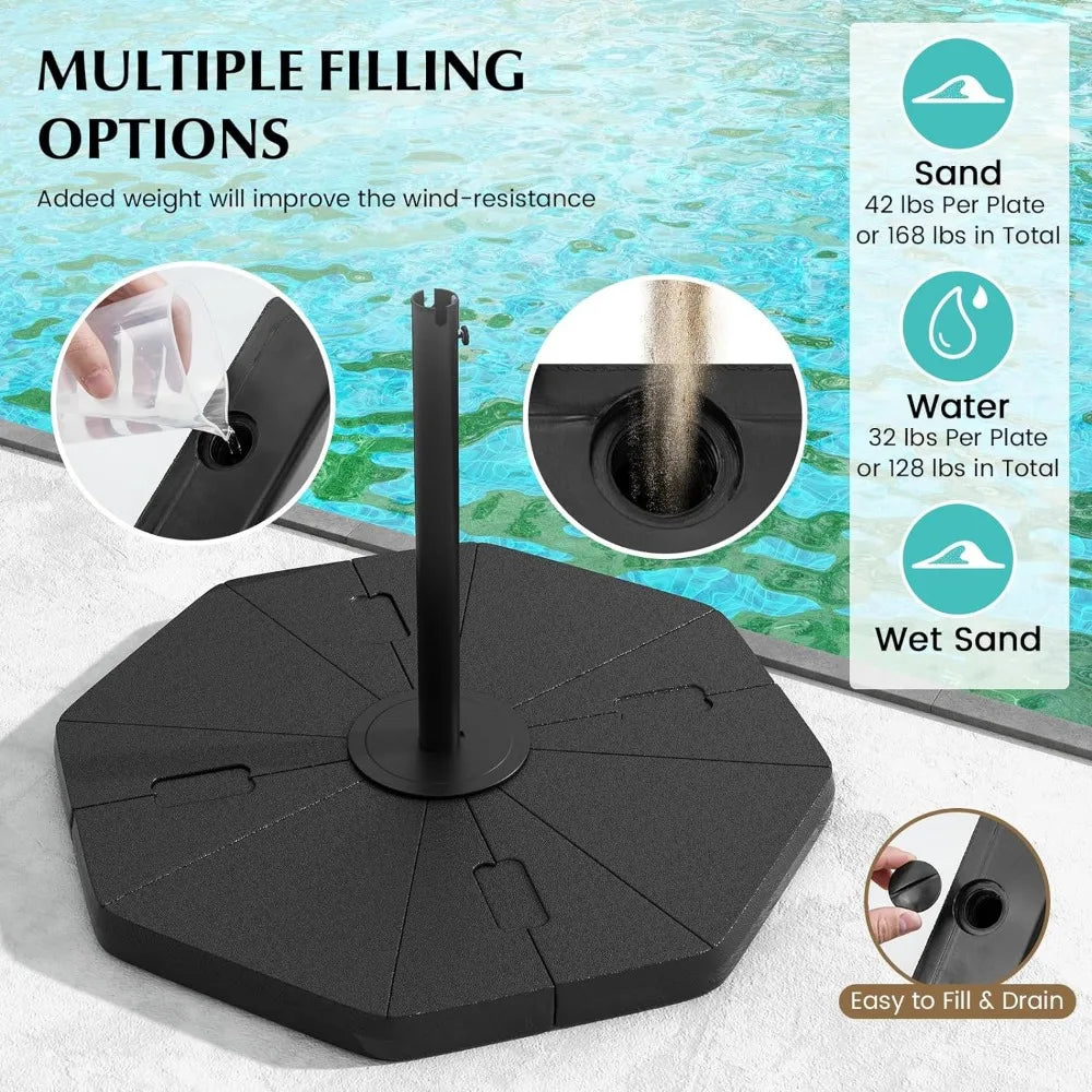 4-Piece, 208 lbs Heavy Duty Offset Cantilever Patoio Umbrella Base