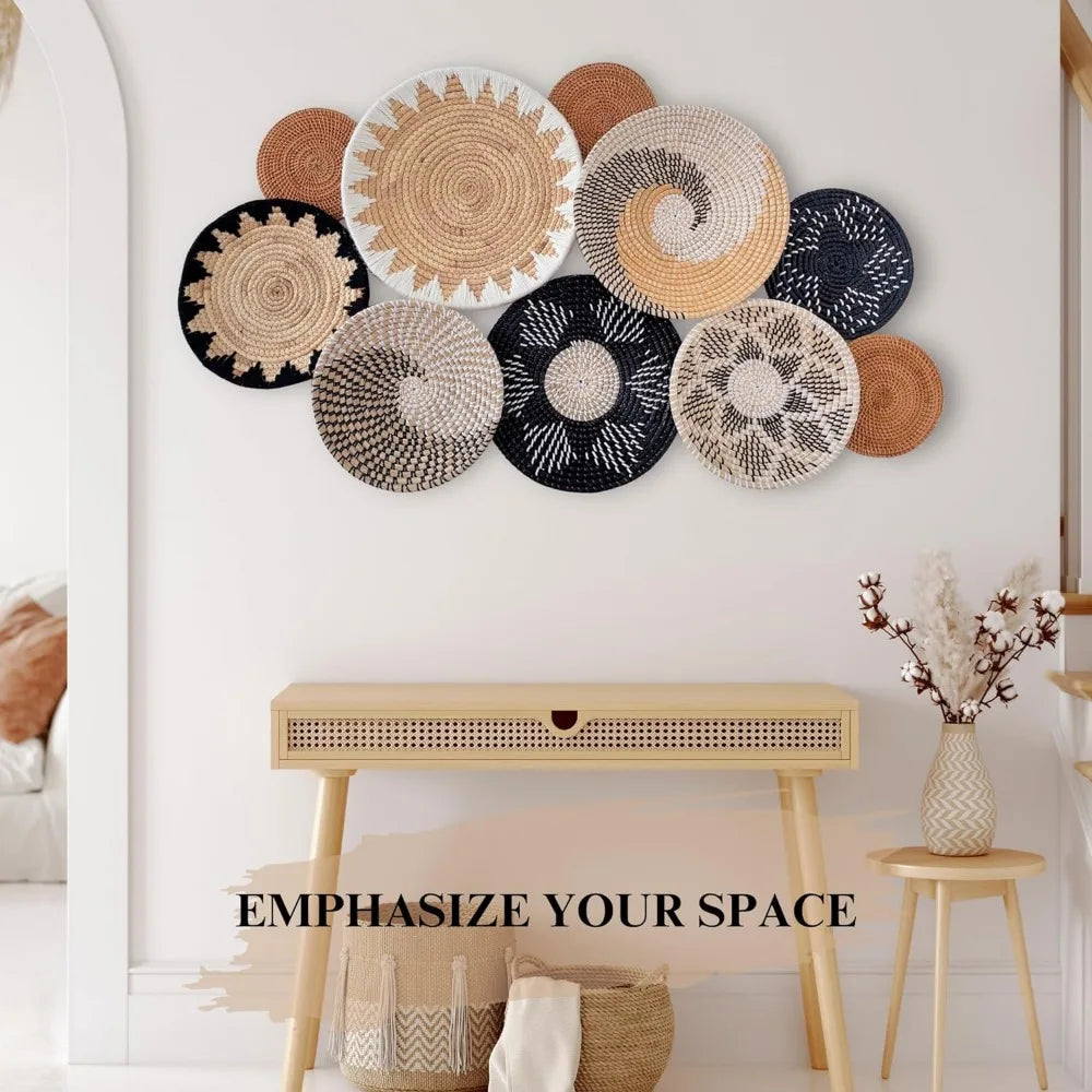 Basket Wall Decor Set of 10, Wall Baskets For Boho Wall Decor