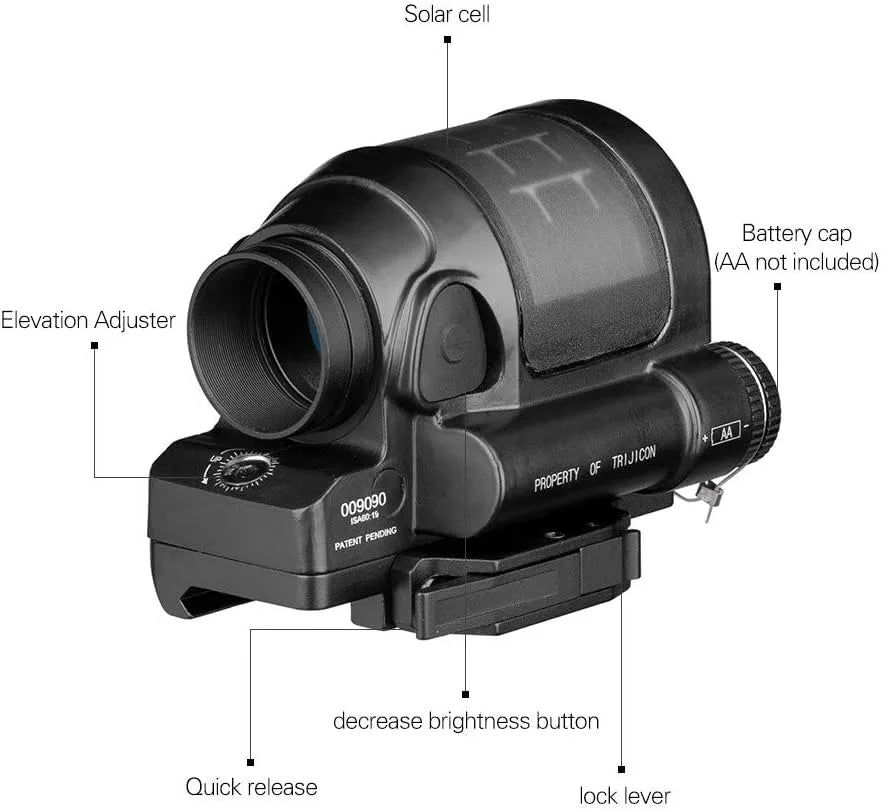 Reflex Sight Solar Power System Hunting 1X38 Red Dot Scope QD Mount