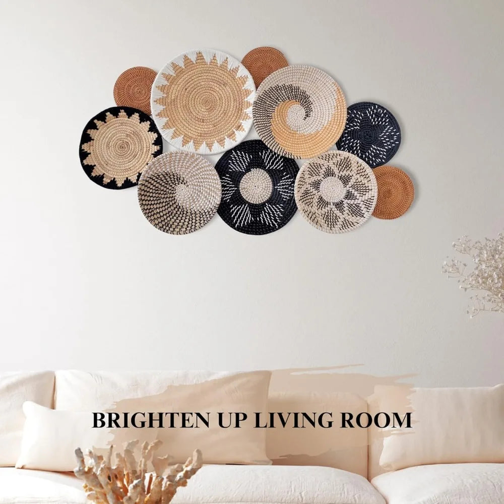 Basket Wall Decor Set of 10, Wall Baskets For Boho Wall Decor