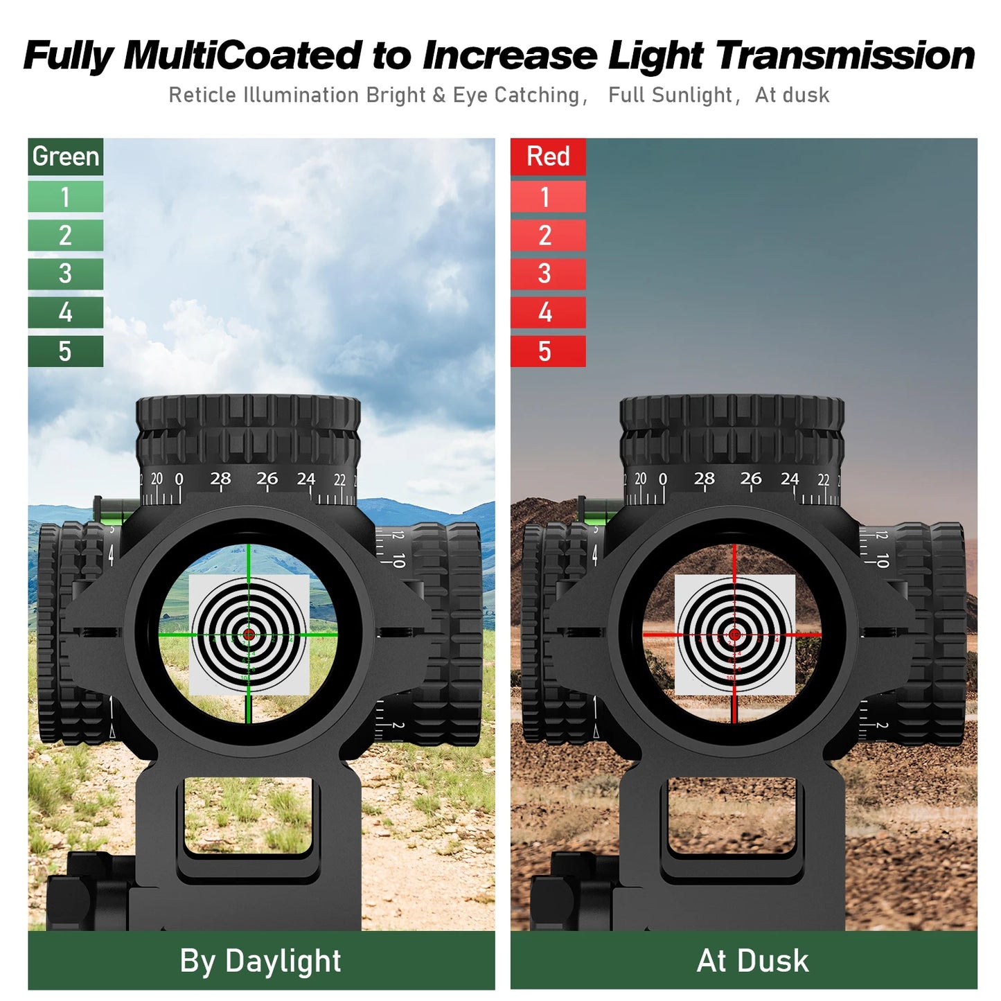 1-5X24 Red and Green Illuminated Reticle Hunting Scope Ar15 Sight