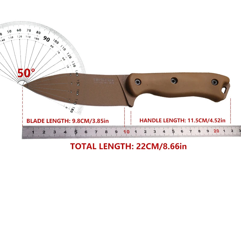 Fixed Blade Knife 4.3125" Blade, Tan Ultramid Handles, Polymer Sheath