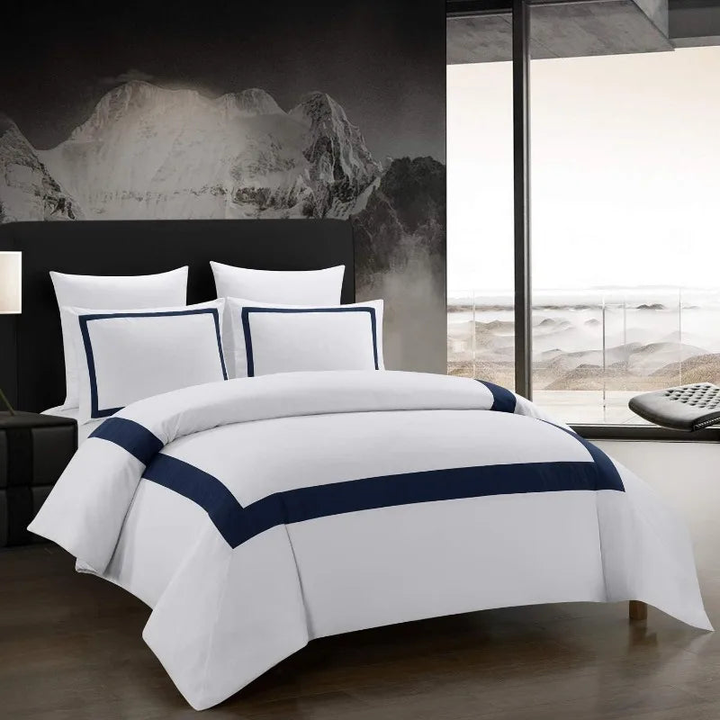 Hotel Duvet Cover Set Queen Size 3Pcs Microfiber Pattern Bedding Collection Ultra Soft Breathable Duvet Cover