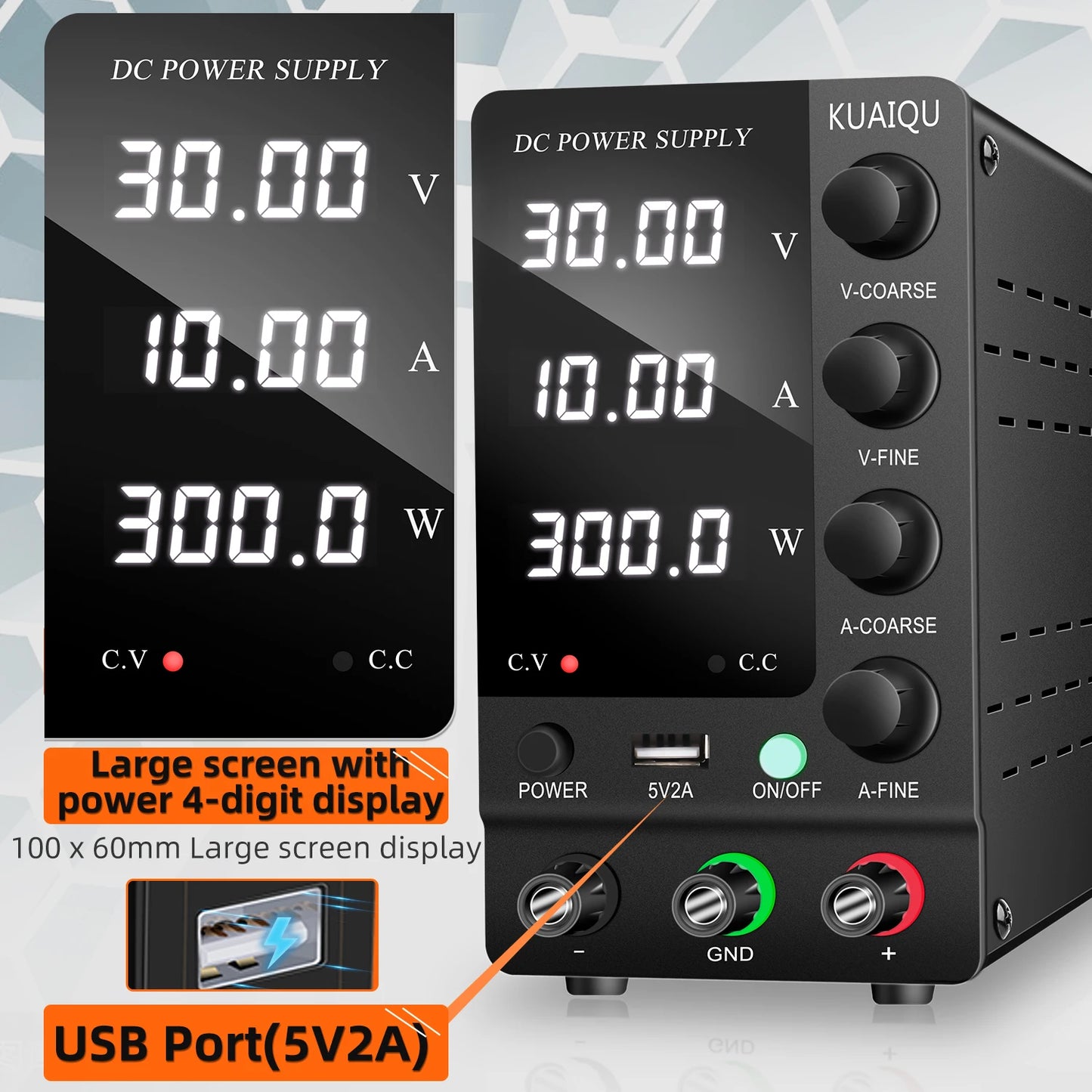 DC Power Supply Variable 30V 10A Adjustable Switching Regulated