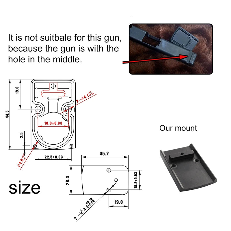 Mini RMR Red Dot Sight  20mm Weaver Rail For Airsoft / Hunting Rifle