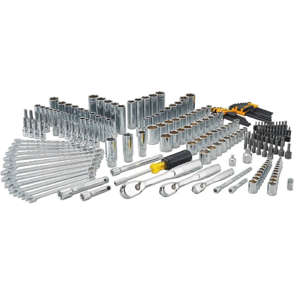 Mechanic Tool Set, 247-Piece, 1/4 in., 3/8 in. and 1/2 in. Drive, SAE, Ratchets, Sockets, Hex Keys, Combination Wrenches