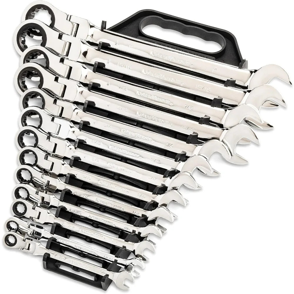 25-Pc. Flex Combination Ratcheting Wrench Set, SAE/MM